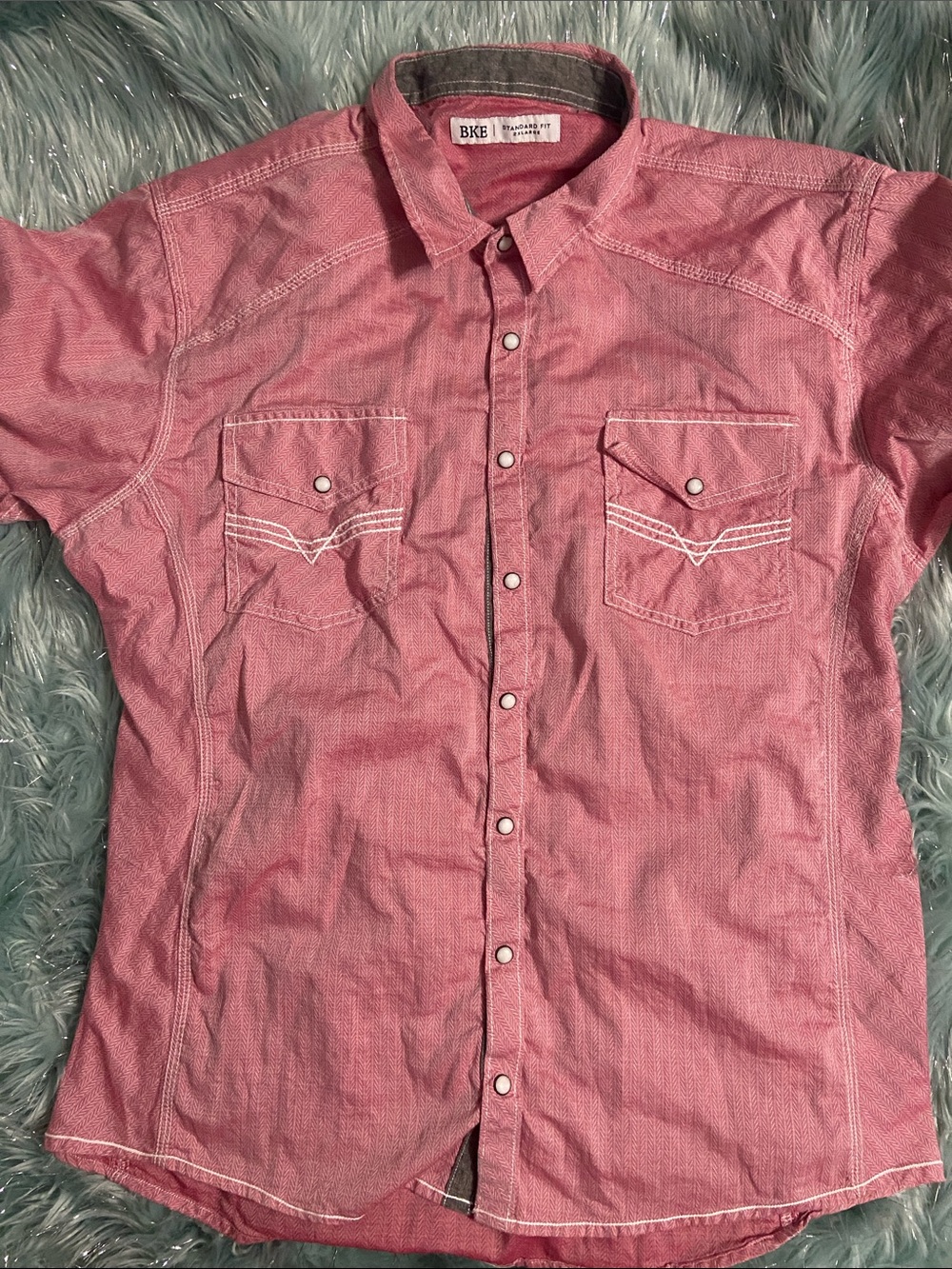 BKE Men’s Short Sleeve Button-Front Shirt